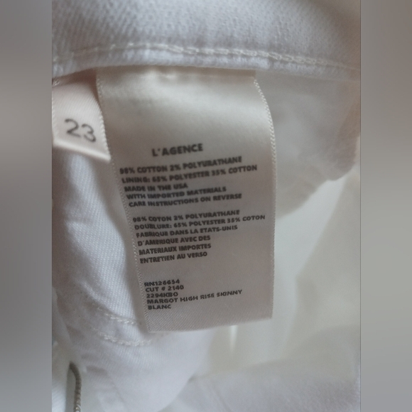 L'AGENCE Women's Margot High-Rise Skinny Ankle Jeans in Blanc Size 23 - Picture 10 of 10